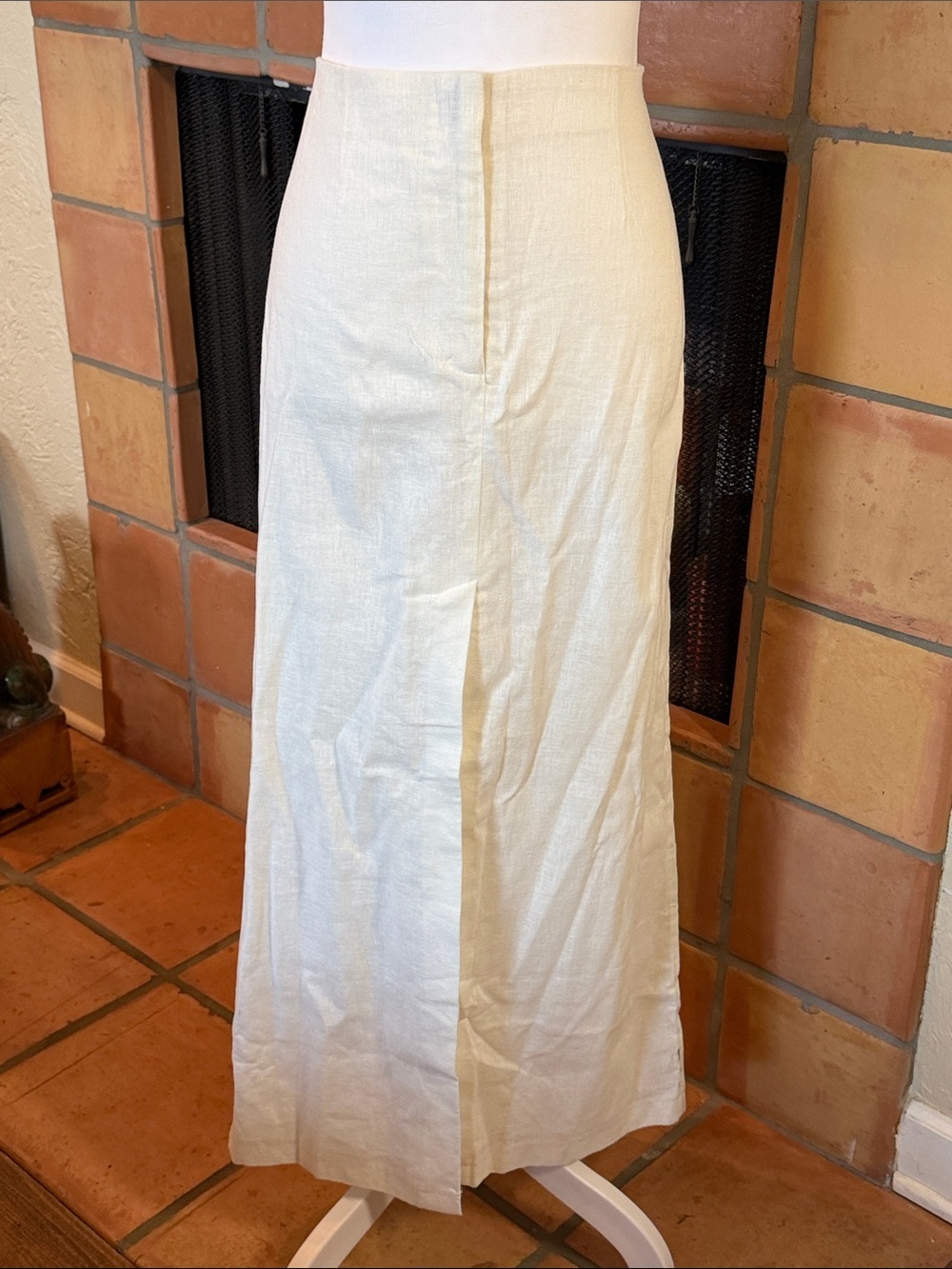 Abercrombie & Fitch Cream Linen/Cotton Maxi Pencil Style Skirt, size L